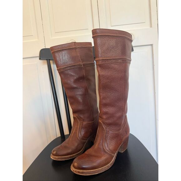 Frye Jane 14l stitched Pebbled leather heeled boots size 6 western - Picture 5 of 10